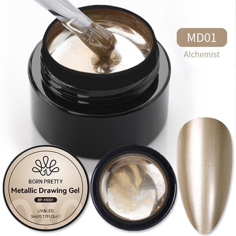 Metallic Drawing Gel 5ml Gel Nail Polish BORN PRETTY MD01-Gold 