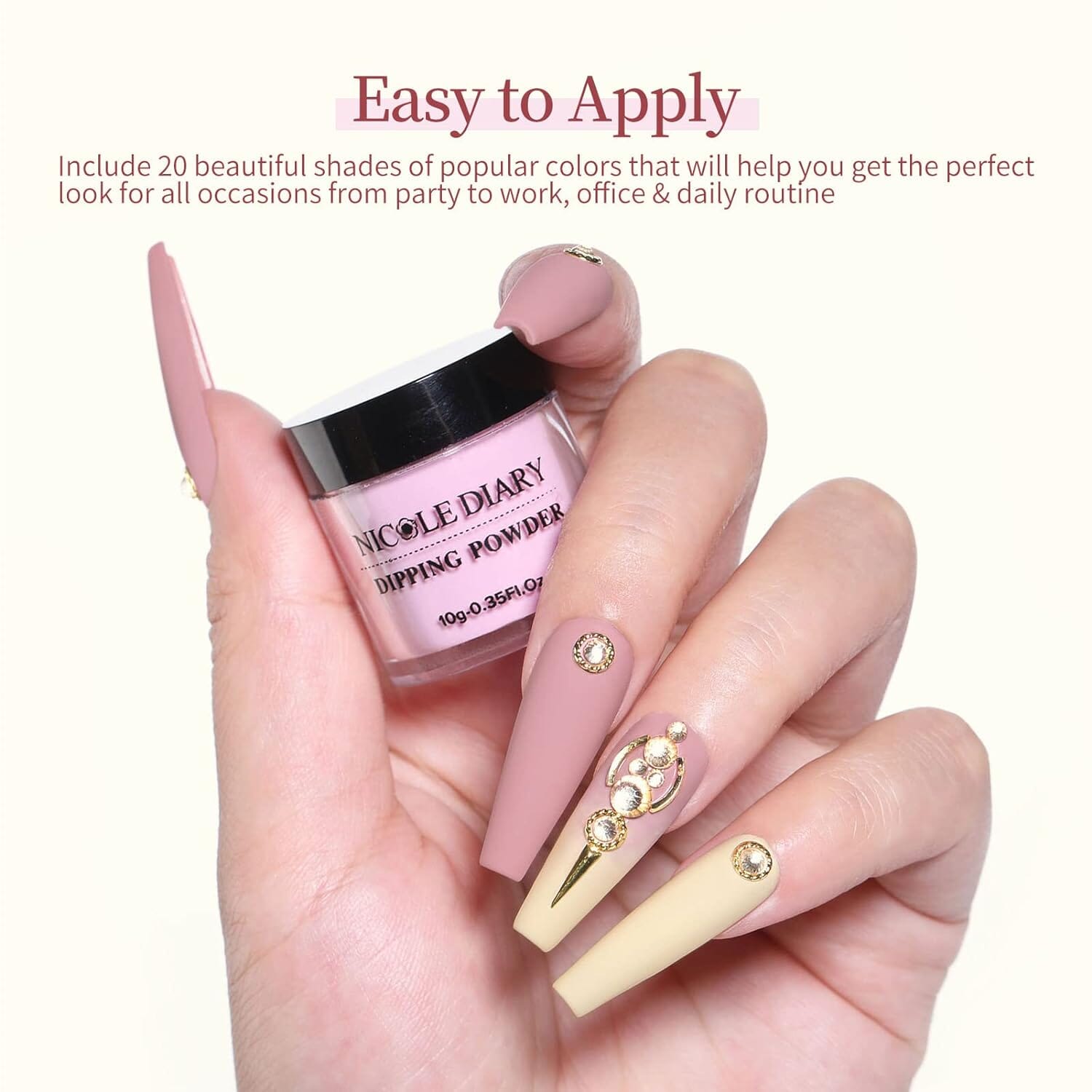 [US ONLY] 20 Colors Dipping Nail Powder Starter Kit with Base&Top, Activator, Brush Saver Nail Powder NICOLE DIARY 