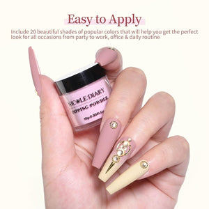 [US ONLY] 20 Colors Dipping Nail Powder Starter Kit with Base&Top, Activator, Brush Saver Nail Powder NICOLE DIARY 