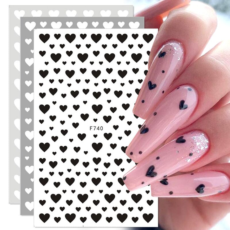 Heart 3D Nail Sticker F740 Black Nail Art No Brand 