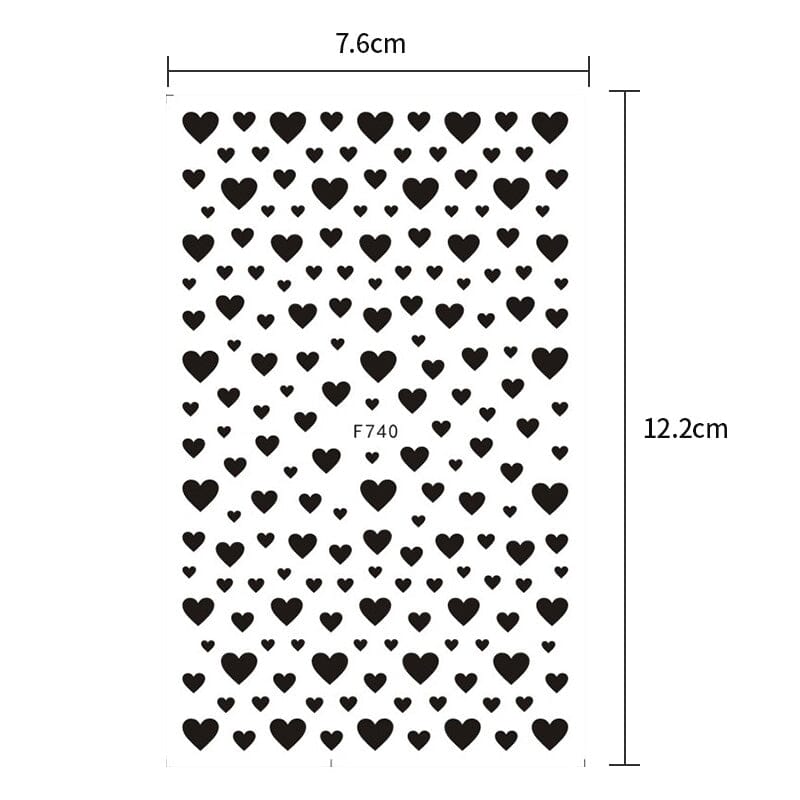 Heart 3D Nail Sticker F740 Black Nail Art No Brand 