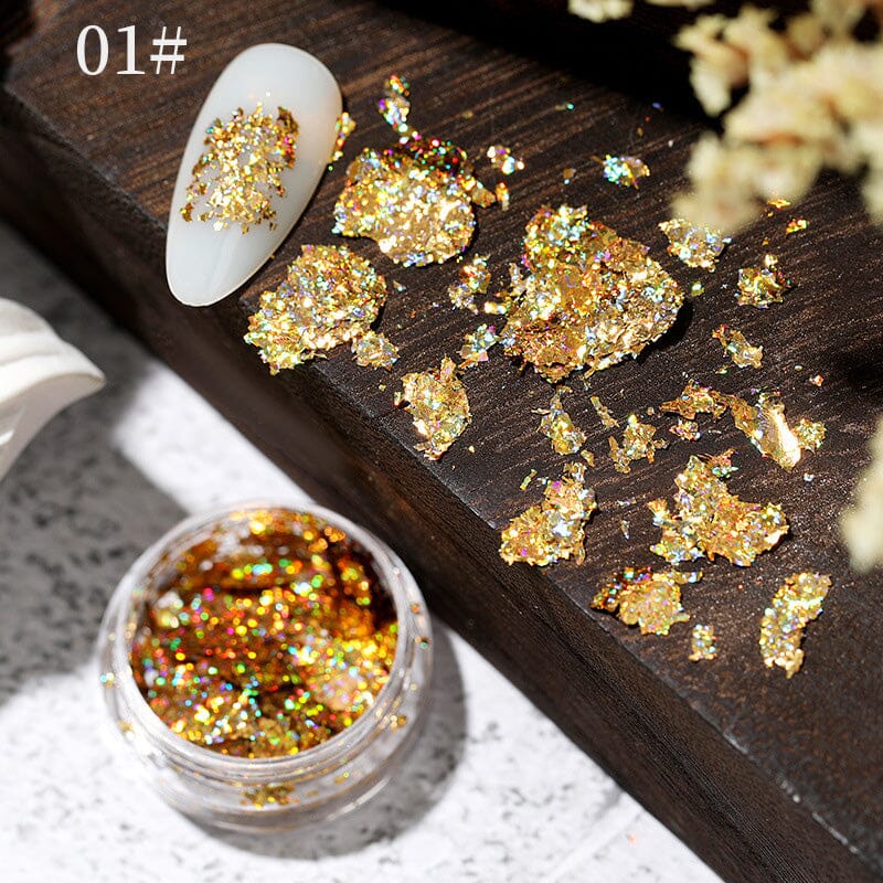 Gold Holographic Glitter Nail Sequins Nail Powder BORN PRETTY 