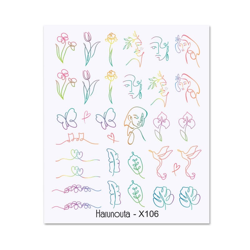 Water Decals Nail Sticker X106 Nail Sticker Harunouta 
