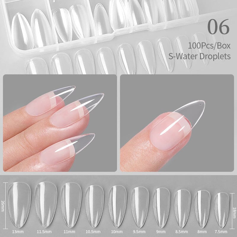100pcs S-Water Droplets Transparent False Nail Tips Nail Tips No Brand 