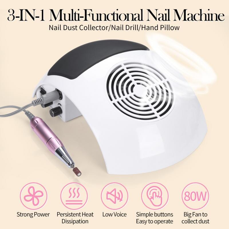 2 In 1 Nail Dust Collector & Nail Drill Machine EU Type Plug Tools & Accessories BORN PRETTY 