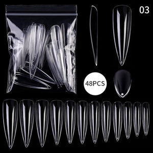 48pcs Almond Transparent False Nail Tips Nail Tips No Brand 