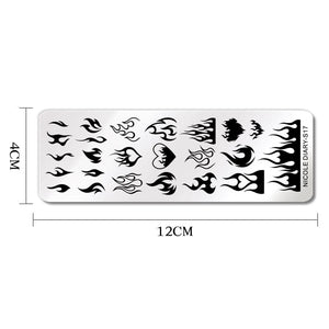 Fire Rectangle Nail Stamping Plate NICOLE DIARY-S17 Nail Stamping NICOLE DIARY 