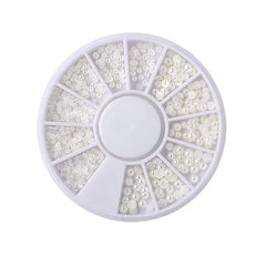 White Half Pearl #01 Nail Decoration in Wheel Nail Art No Brand 