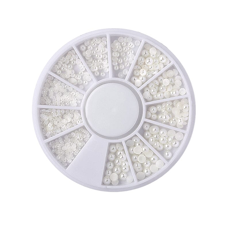 White Half Pearl #01 Nail Decoration in Wheel Nail Art No Brand 