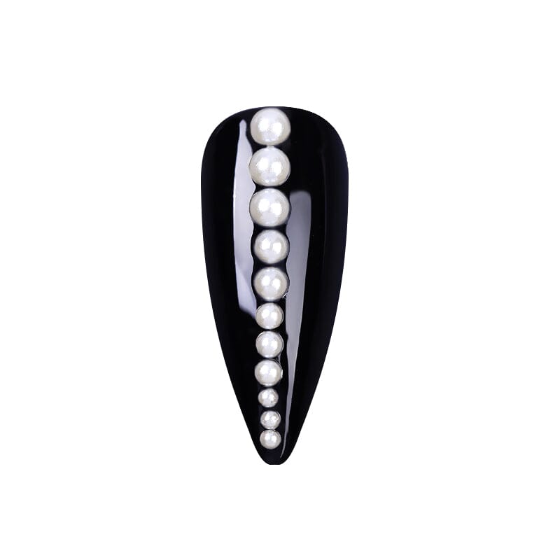 White Half Pearl #01 Nail Decoration in Wheel Nail Art No Brand 