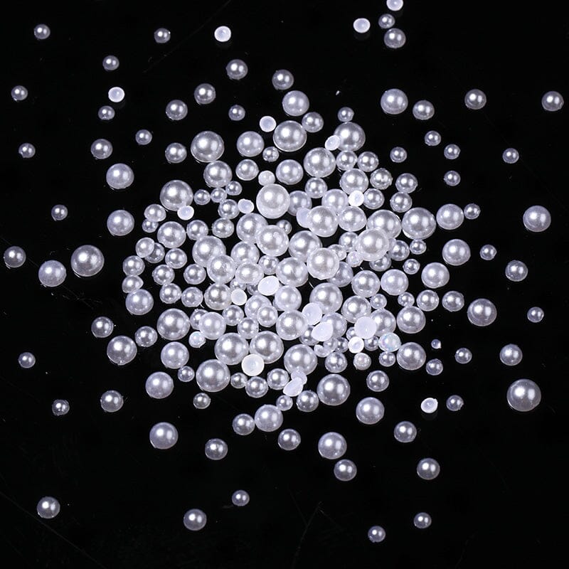 White Half Pearl #02 Nail Decoration in Wheel Nail Art No Brand 