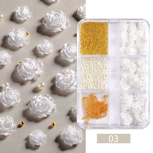 6 Grid Resin Flower 3D Nail Decoration #03 Clearance No Brand 