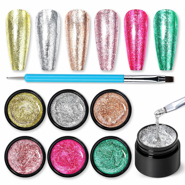 [US ONLY] 6 Colors Platinum Color Painting Nail Gel Kit
