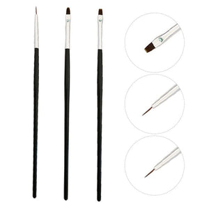 3pcs Black Handle Nail Brush Set Tools & Accessories No Brand 