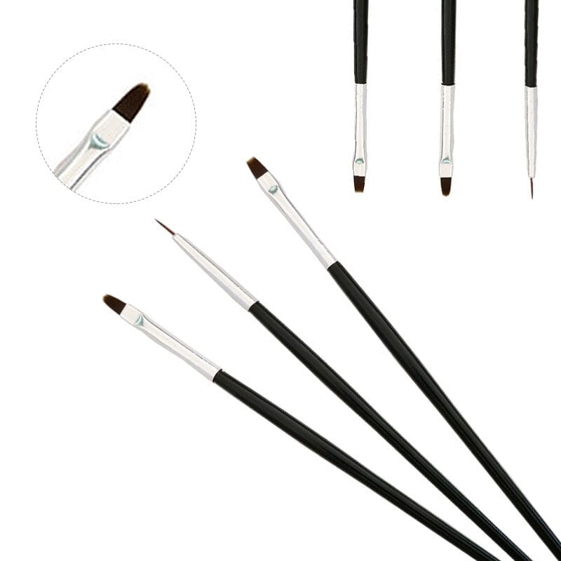 3pcs Black Handle Nail Brush Set Tools & Accessories No Brand 