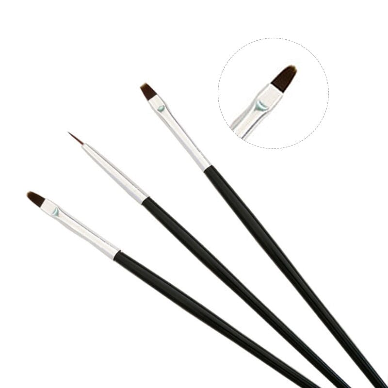 3pcs Black Handle Nail Brush Set Tools & Accessories No Brand 