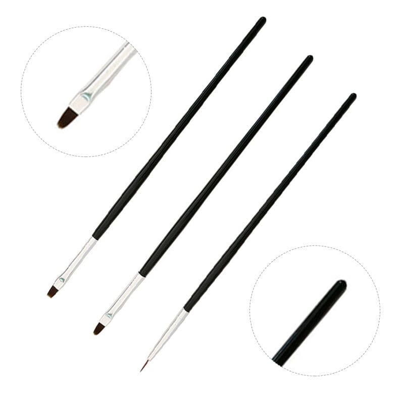3pcs Black Handle Nail Brush Set Tools & Accessories No Brand 
