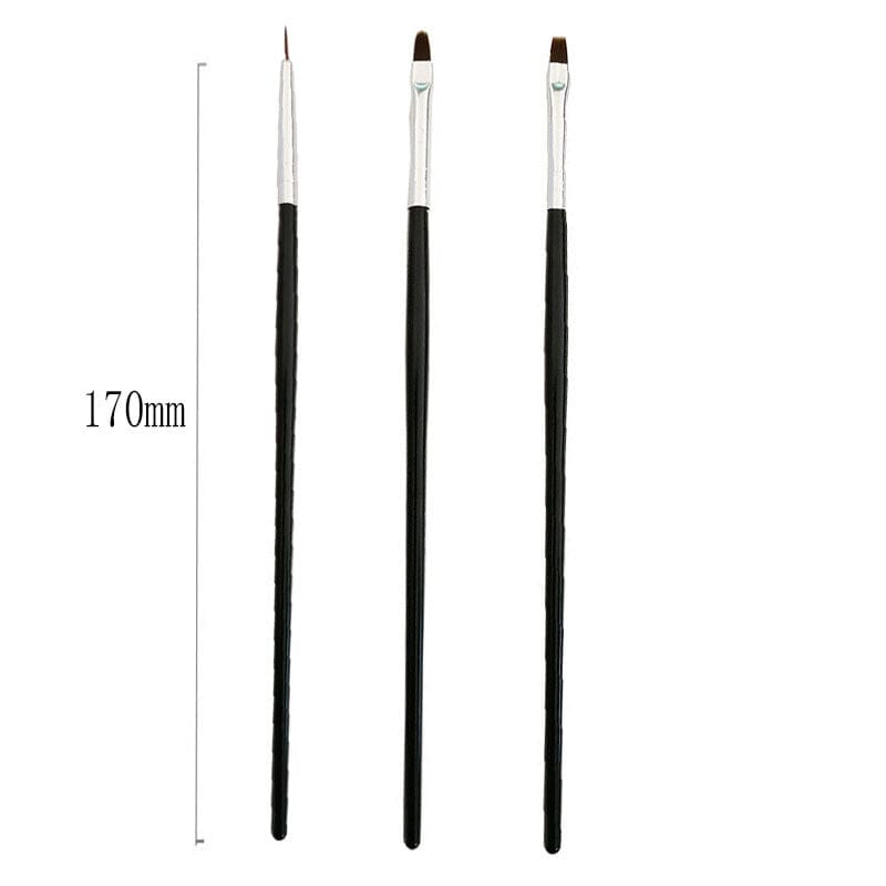 3pcs Black Handle Nail Brush Set Tools & Accessories No Brand 