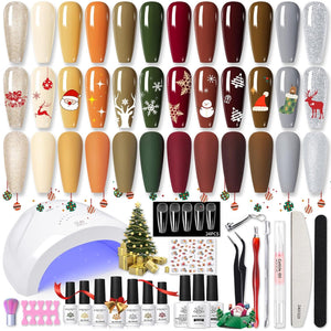 [US ONLY] All-In-One Starter Kit 48W Nail Lamp 12 Colors Gel Polish Set Kits & Bundles BORN PRETTY Autumn Colors 