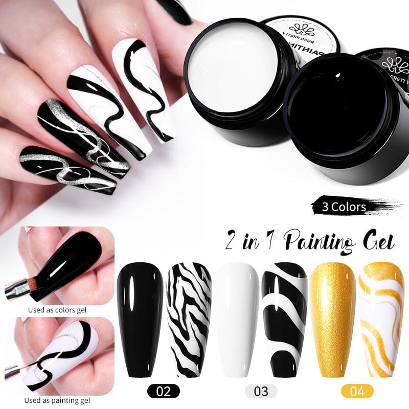 2 in 1 Painting Gel NP03 White 5ml Gel Nail Polish BORN PRETTY 