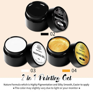2 in 1 Painting Gel NP02 Black 5ml Gel Nail Polish BORN PRETTY 