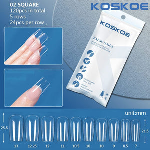 120pcs Full Cover Clear Matte Ultra-thin False Nail Tips Nail Tips KOSKOE 02 