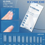 120pcs Oval Full Cover Clear False Nail Tips 03 Nail Tips KOSKOE 