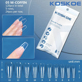 120pcs Full Cover Clear Matte Ultra-thin False Nail Tips Nail Tips KOSKOE 05 