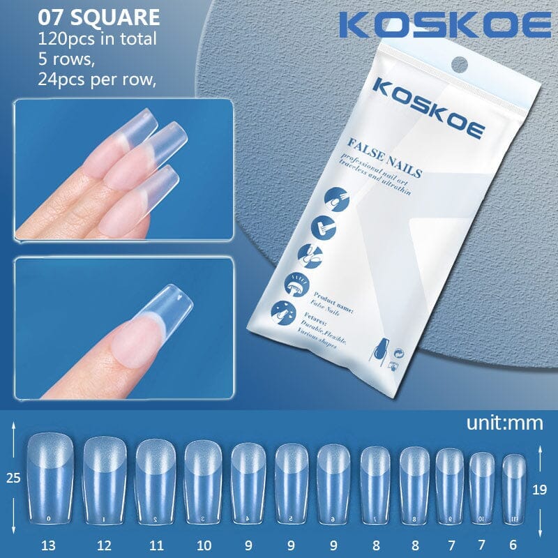 120pcs Full Cover Clear Matte Ultra-thin False Nail Tips Nail Tips KOSKOE 07 