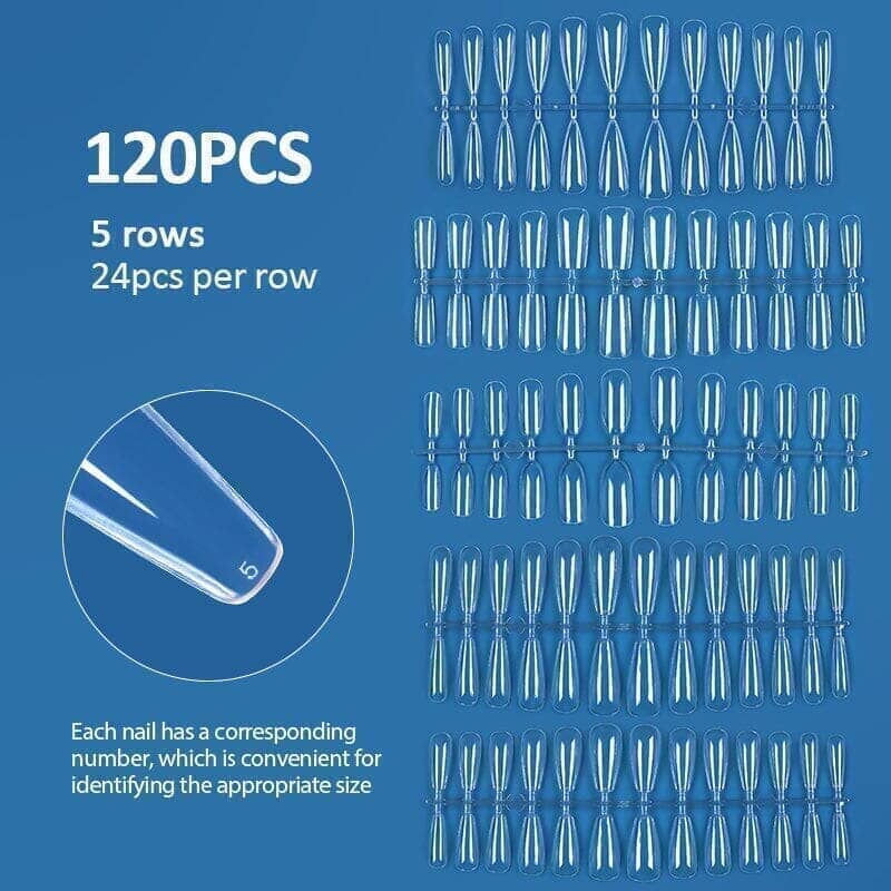 120pcs M-Coffin Full Cover Clear False Nail Tips 05 Nail Tips KOSKOE 