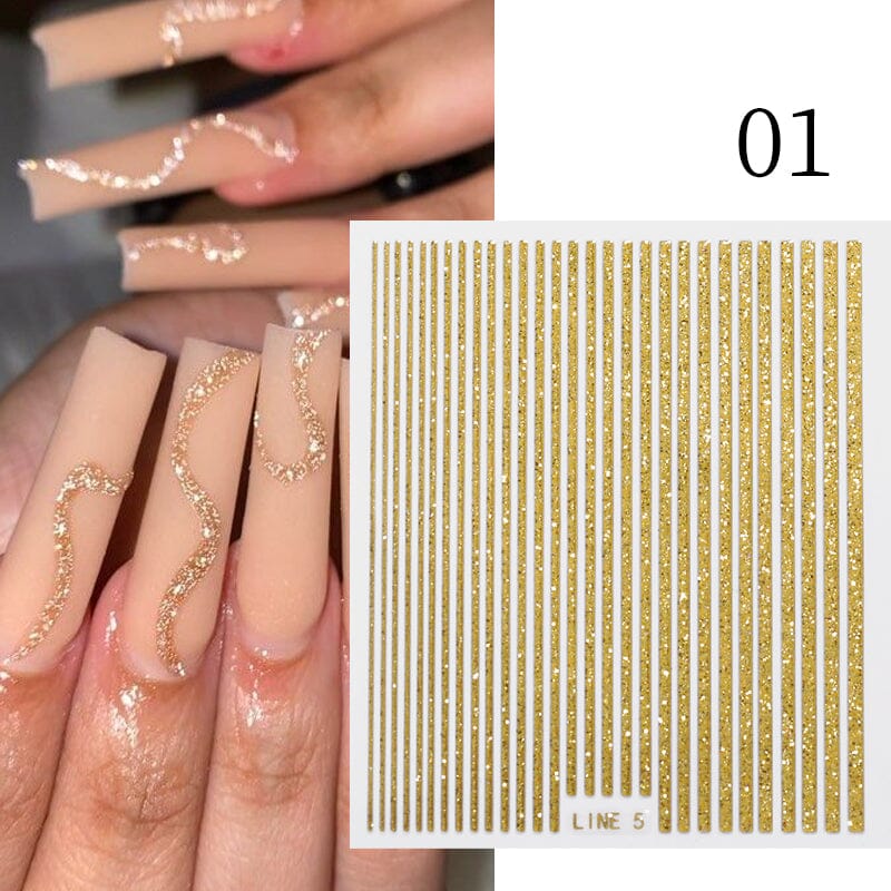 Glitter Line 3D Nail Sticker Clearance No Brand 