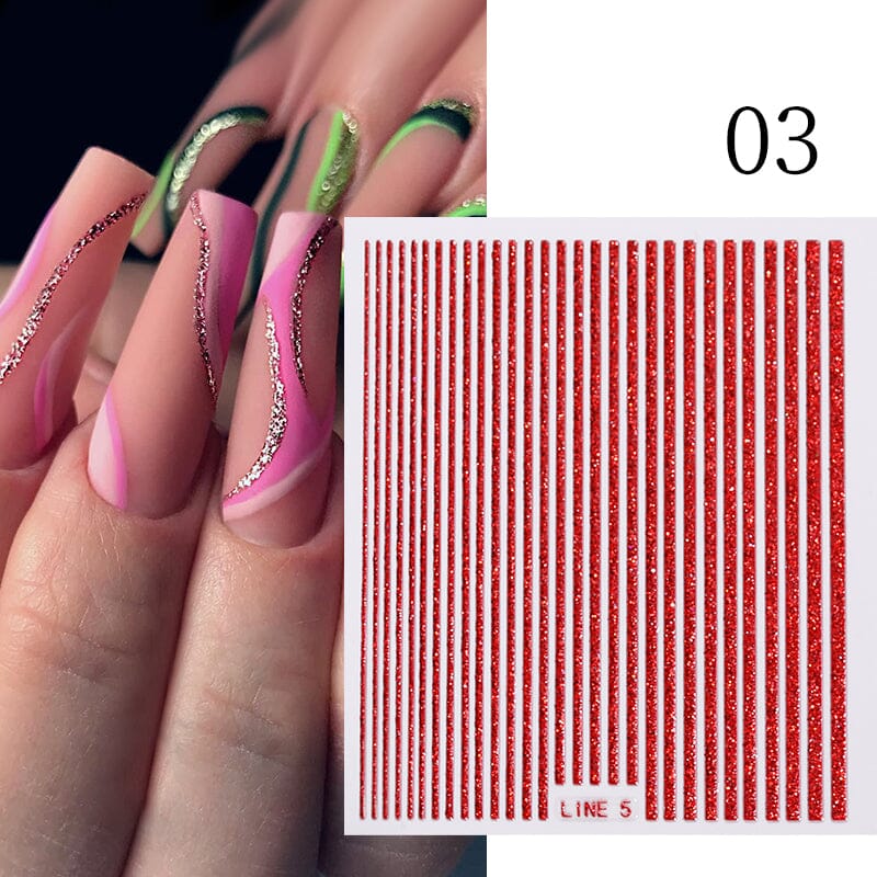 Glitter Line 3D Nail Sticker Clearance No Brand 