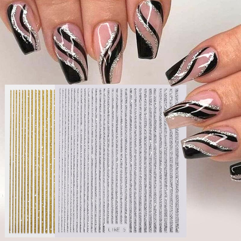 Glitter Line 3D Nail Sticker Clearance No Brand 