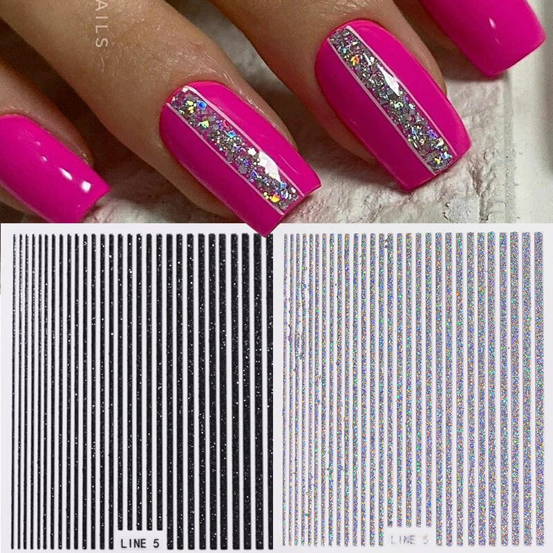 Glitter Line 3D Nail Sticker Clearance No Brand 