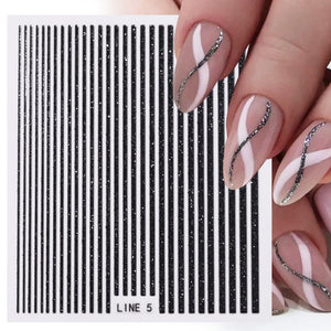 Glitter Line 3D Nail Sticker Clearance No Brand 