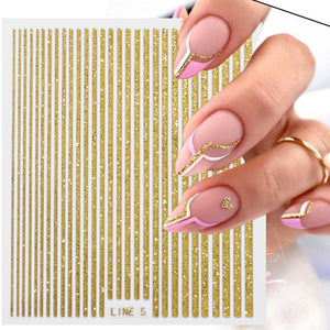Glitter Line 3D Nail Sticker Clearance No Brand 
