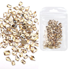 50pcs Mixed Shapes Aurora Flatback Rhinestones #06 Champagne