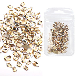 50pcs Mixed Shapes Aurora Flatback Rhinestones #06 Champagne
