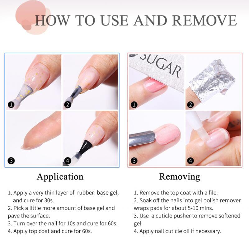 Glitter Rubber Base Gel URB021 7ml Base & Top Coat UR SUGAR 