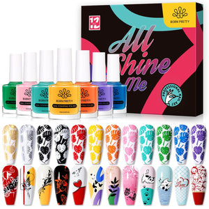 [US ONLY] 12 Colors Nail Stamping Polish Set Basic 10ml Nail Art BORN PRETTY 