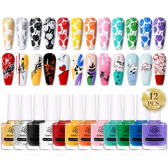 12 Basic Colors Nail Stamping Polish 10ml Nail Art BORN PRETTY 