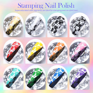 [US ONLY] 12 Colors Nail Stamping Polish Set Basic 10ml Nail Art BORN PRETTY 