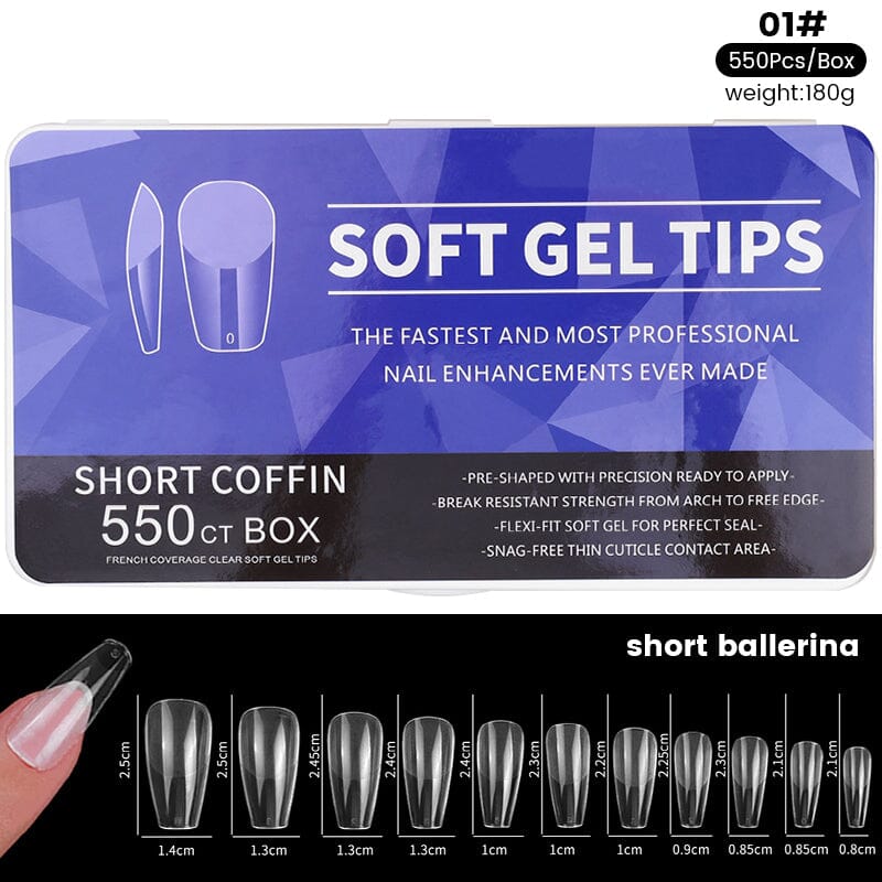 550pcs Soft Gel Tips Nail Tips No Brand Short Coffin 