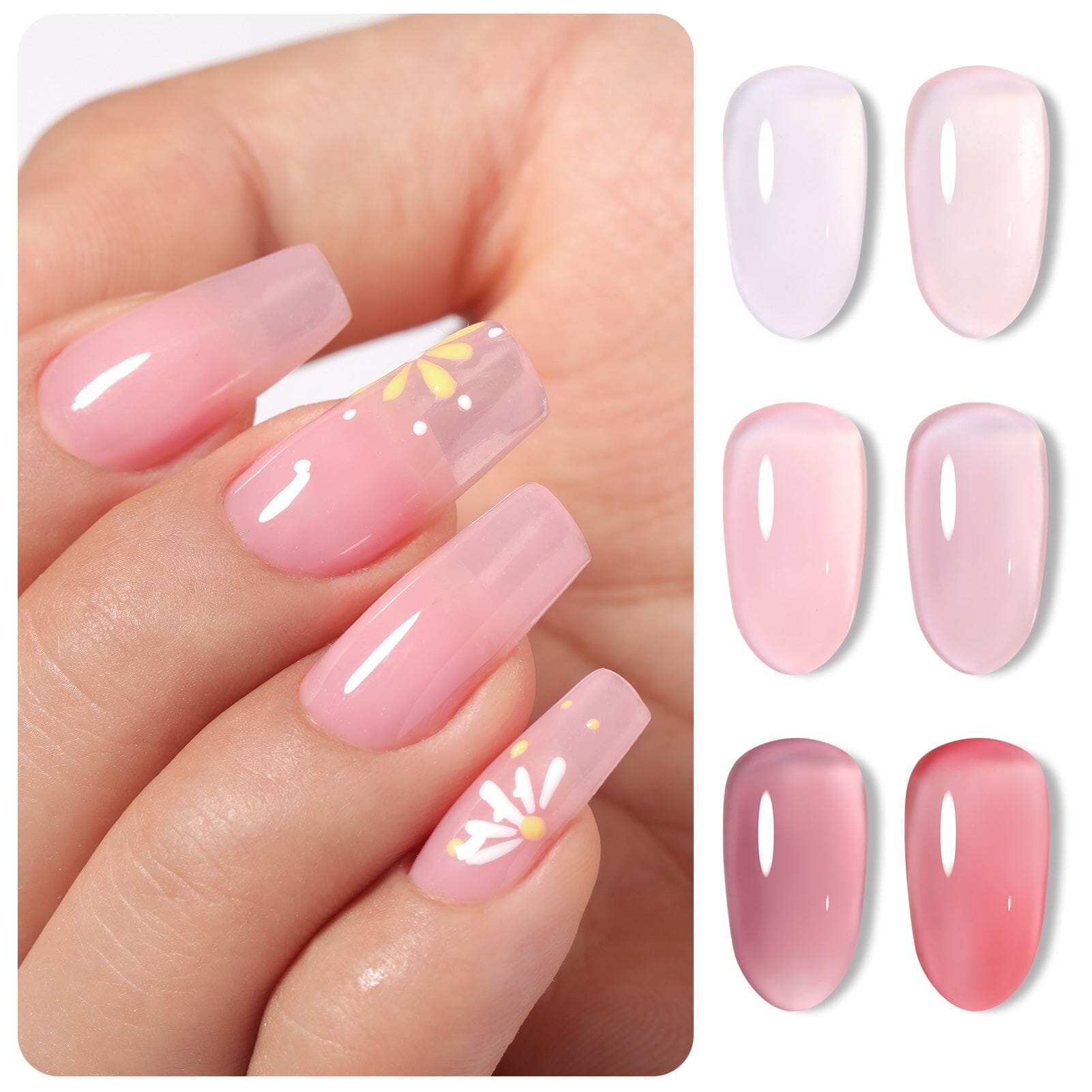 6 Colors Jelly Gel Set Jelly Pink Forever 7ml Gel Nail Polish BORN PRETTY 