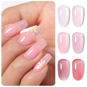 6 Colors Jelly Gel Set Jelly Pink Forever 7ml Gel Nail Polish BORN PRETTY 