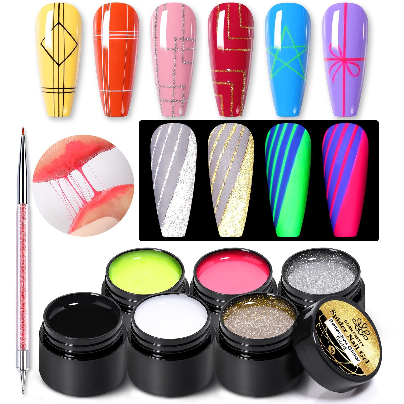 6 Colors Spider Nail Gel 5g Gel Nail Polish BORN PRETTY 