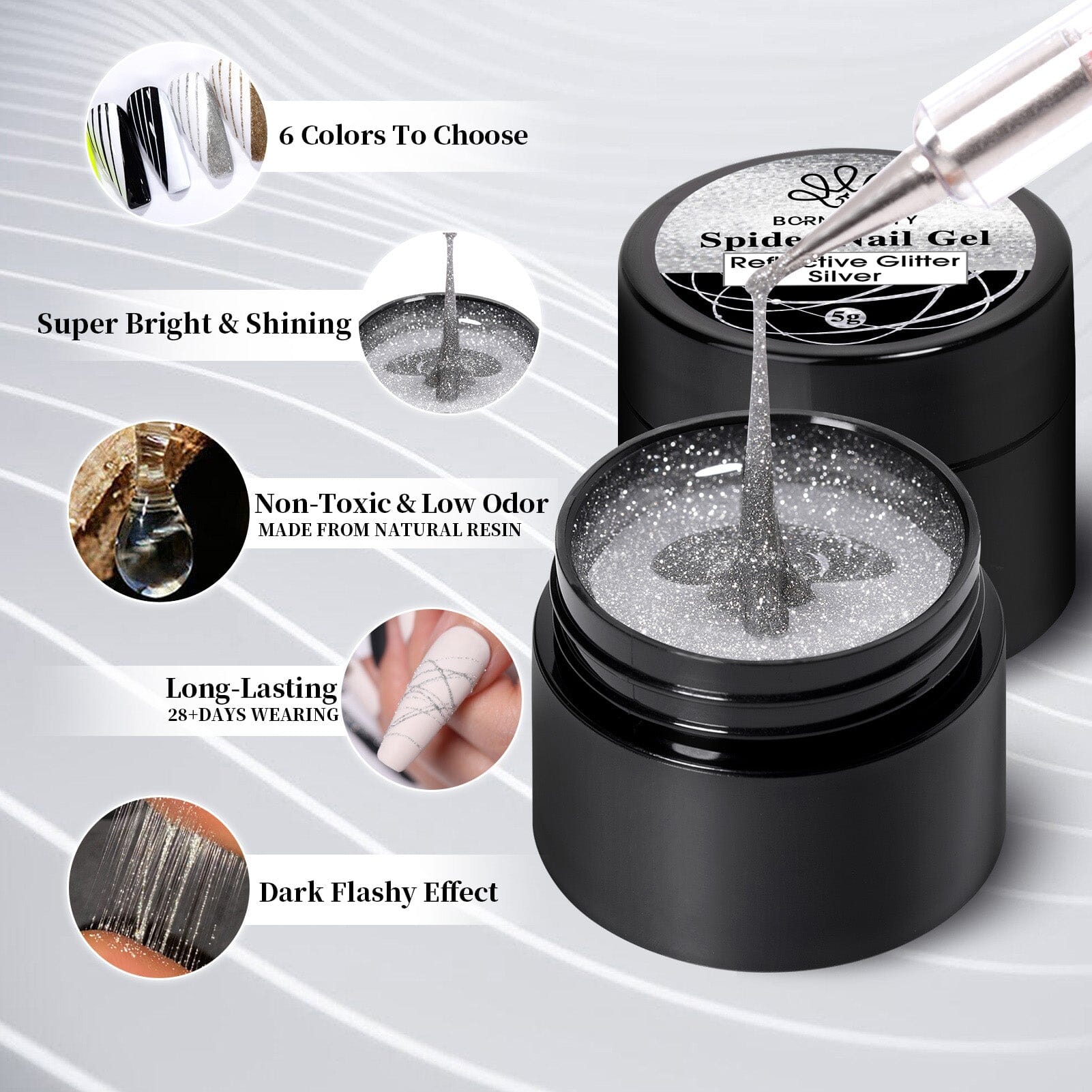 6 Colors Spider Nail Gel 5g Gel Nail Polish BORN PRETTY 