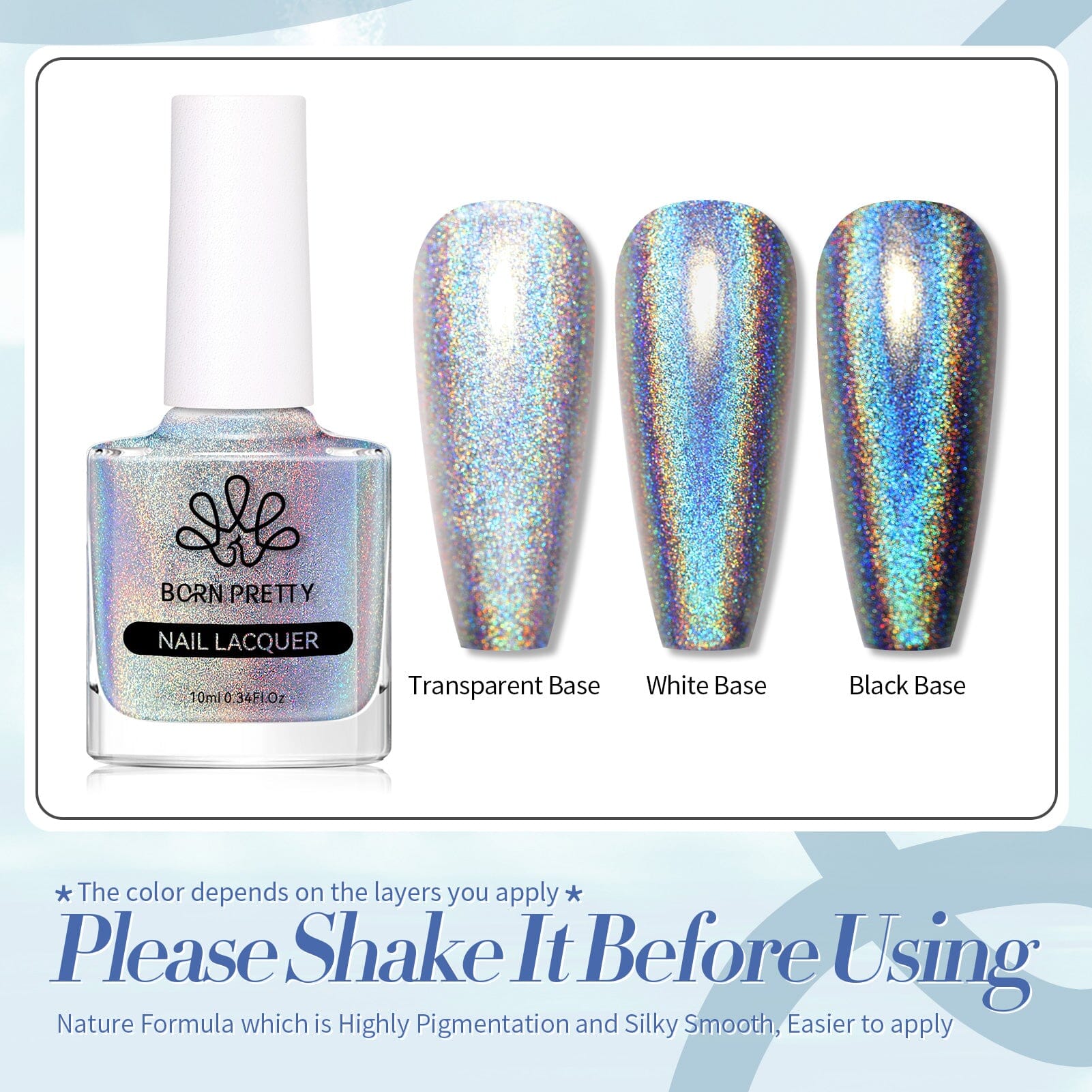 Silver Iridescent Nail Polish 10ml Nail Polish BORN PRETTY 