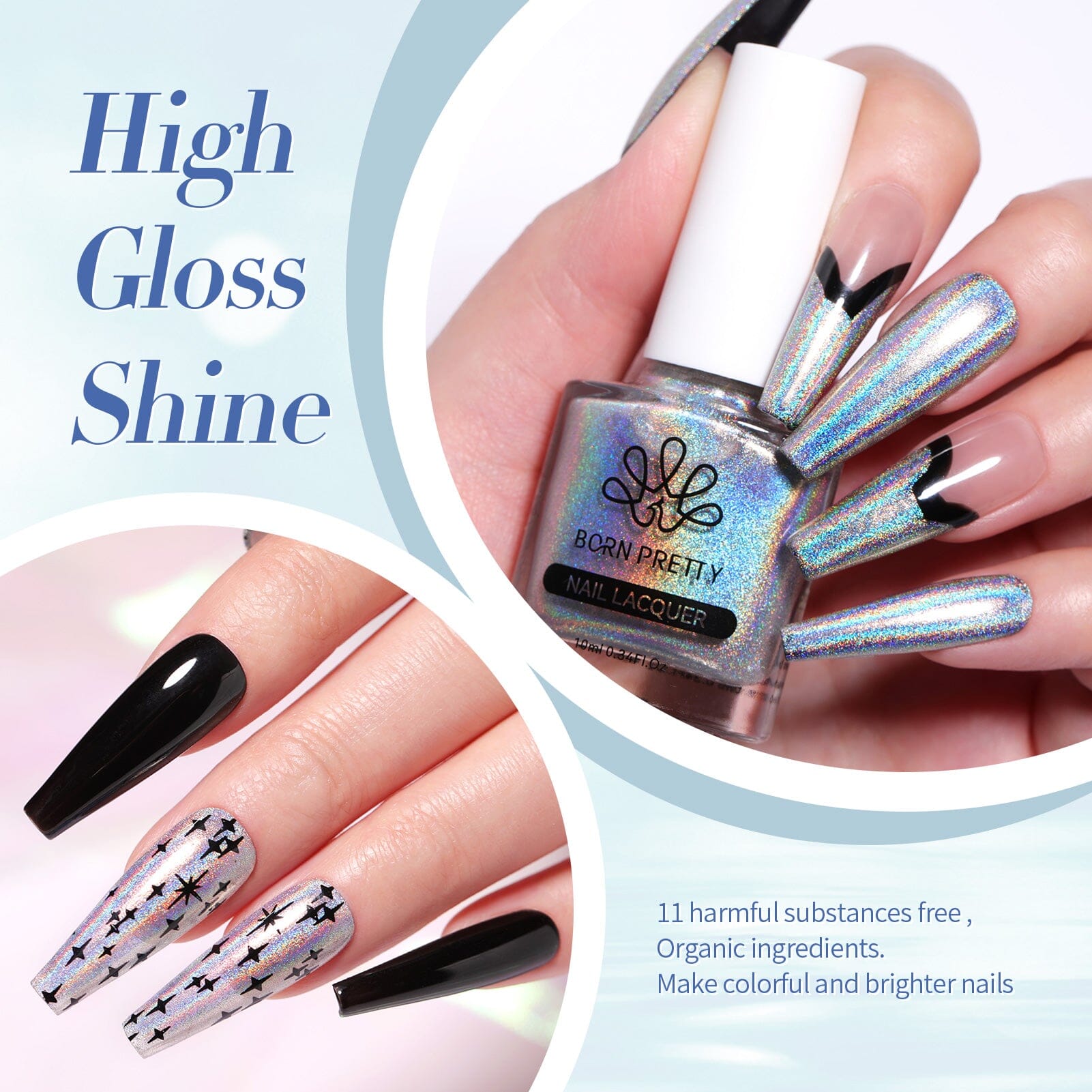 Silver Iridescent Nail Polish 10ml Nail Polish BORN PRETTY 
