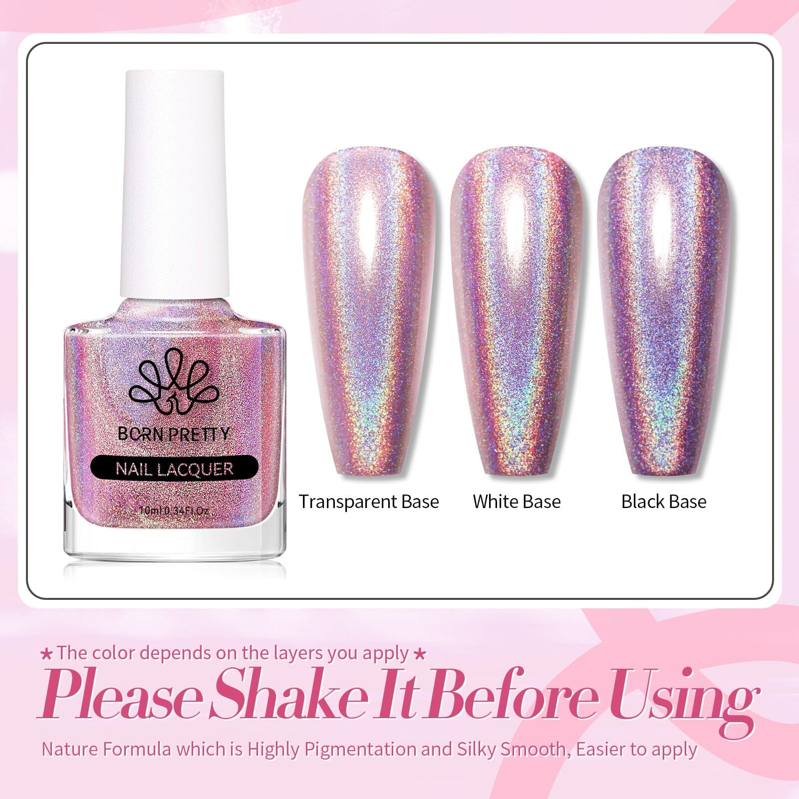 Pink Iridescent Nail Polish 10ml Nail Polish BORN PRETTY 